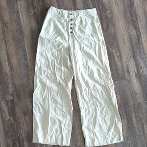 Women's Cream Button-Front High waisted Pants